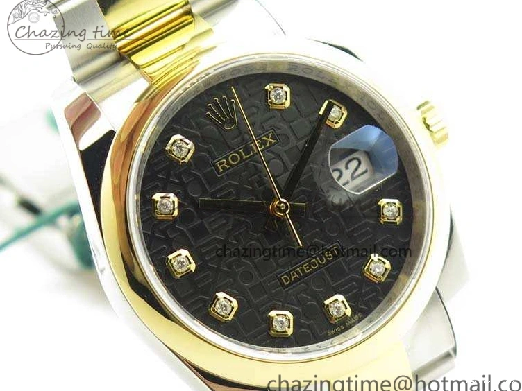 0404 Reliable Datejust 116234 36mm DJF 1:1 Best Edition Black Com Diam Dial On SS YG Oyster Bracelet SA3135 V 3487